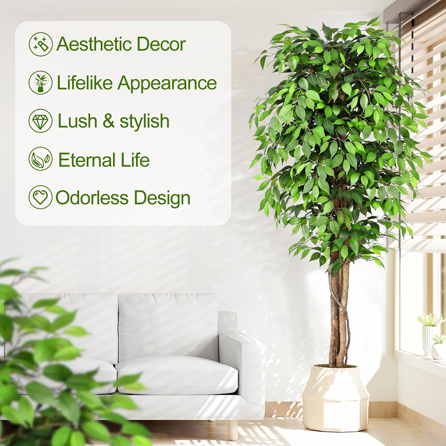 Pohon Ficus Buatan yang Mirip  - Fiddle Leaf Fig ulasan dan harga