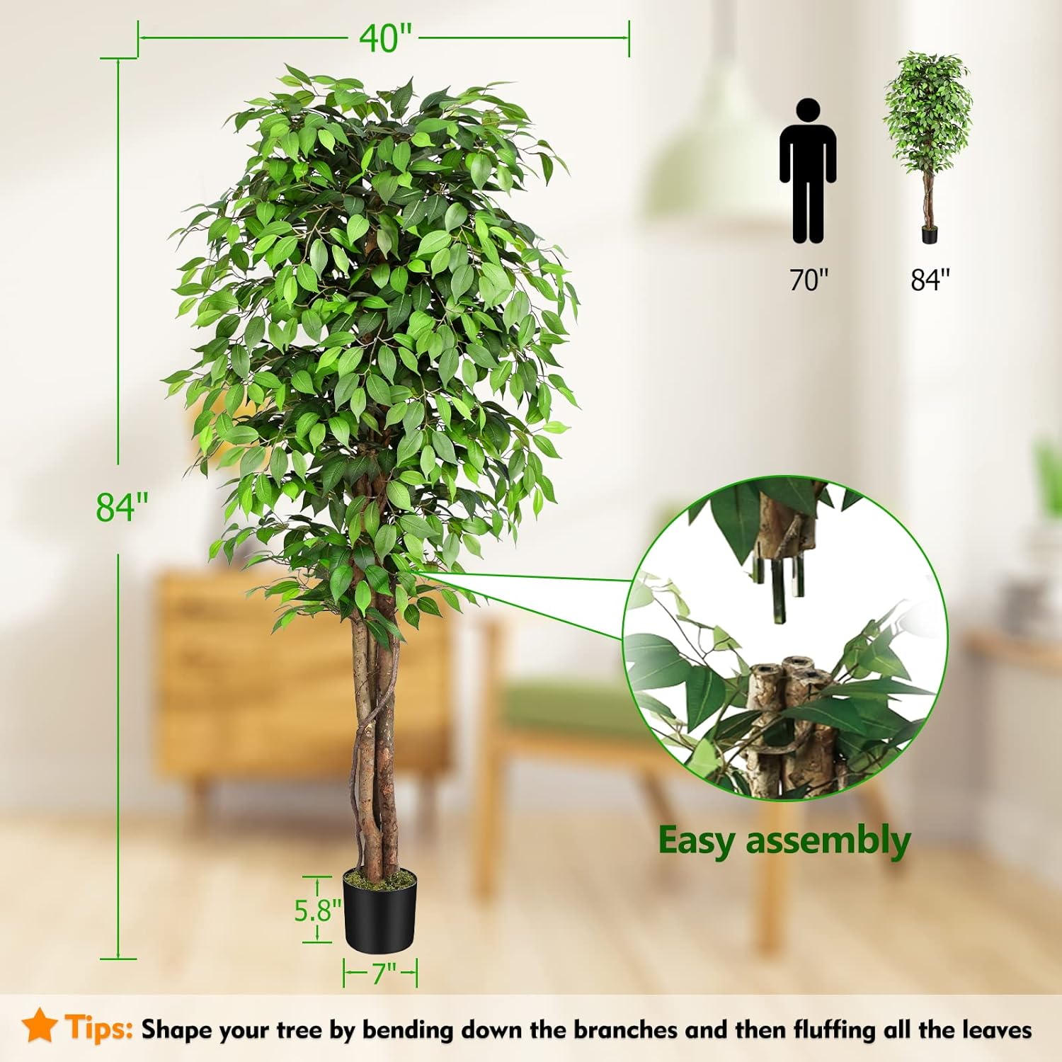Pohon Ficus Buatan yang Mirip  - Fiddle Leaf Fig ulasan dan harga